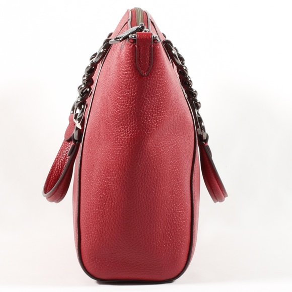 Coach Prairie Chain Satchel Handbag Cherry Leather - Picture 5 of 9